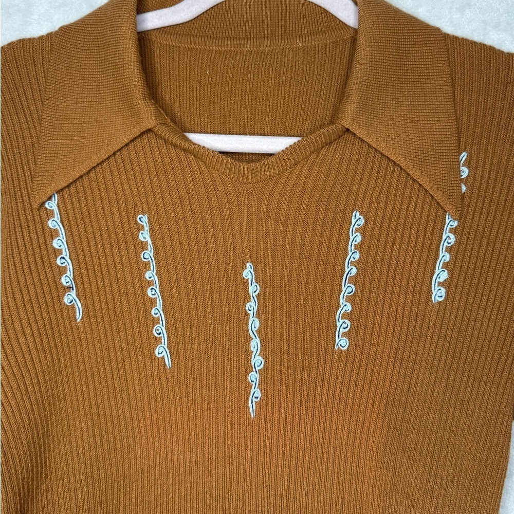 Vintage Western Brown Ribbed Sweater - Picture 3 of 4